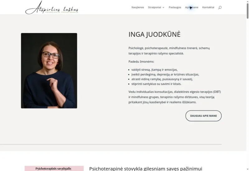 Atspirties taškas svetainės darbų pavyzdys