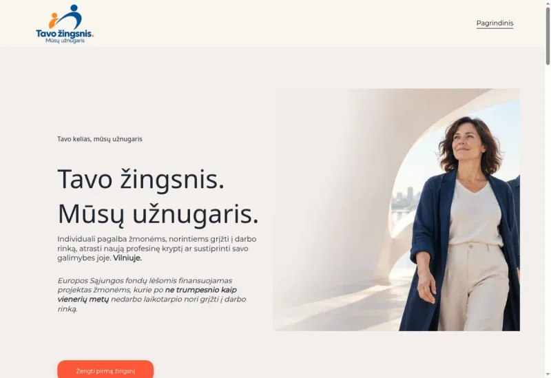 Tavo žingsnis. Mūsų užnugaris svetainės darbų pavyzdys